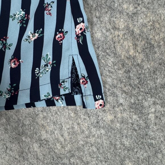 BHWM Reversible Cami Tank Top Blue Floral Stripe Size Small V Neck - Picture 8 of 10